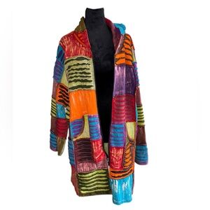 Greater Good Boho Colorblock Jacket Patchwork Long‎ Artistic Eclectic Distressed
